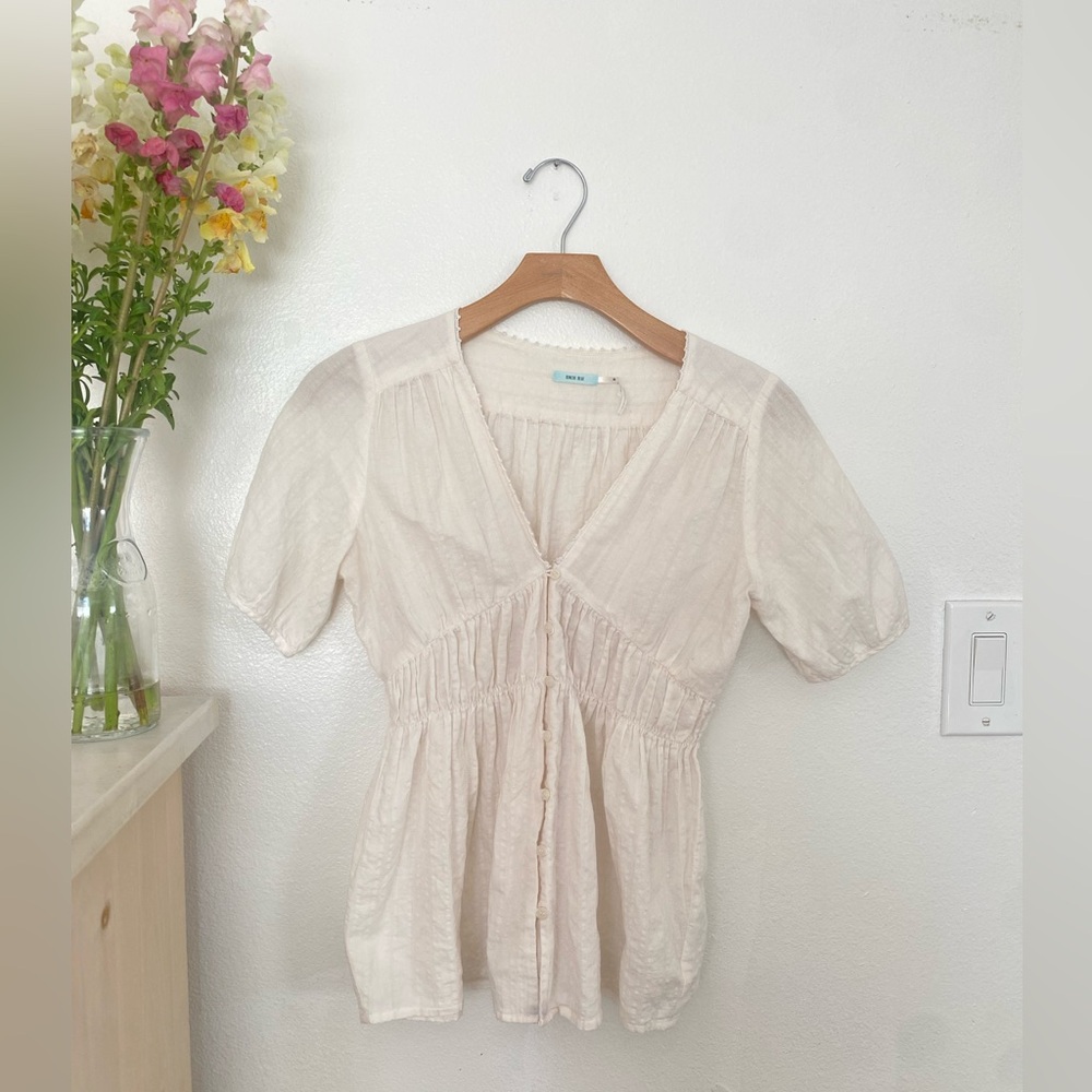 Anthropologie Kimchi blue Cotton Blouse babydoll tunic top